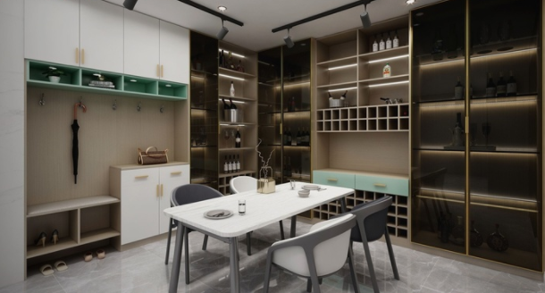 電子轉(zhuǎn)角酒柜，定制酒柜的款式都有哪些？