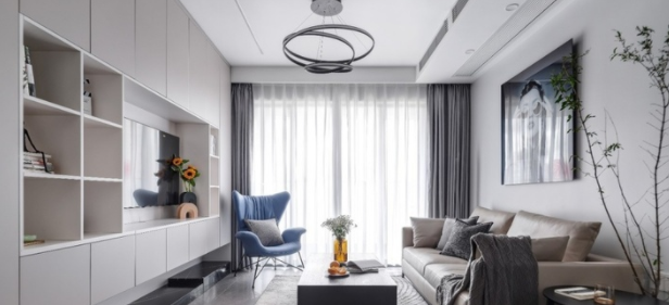 書柜效果圖片：電視墻局部做書柜，怎么做好看？