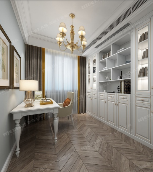 寫字臺(tái)書柜組合：輕奢書柜設(shè)計(jì)，奢而不喧，顏值還高！
