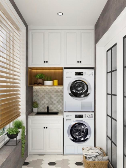 房子裝修設(shè)計(jì)流程，陽臺(tái)定制一個(gè)洗衣機(jī)柜，好看又實(shí)用