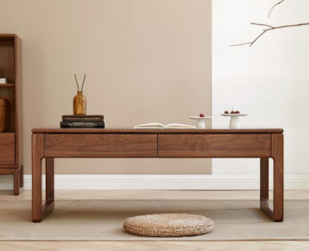 實木茶室設(shè)計圖：空谷茶幾，營造新中式的極簡之美