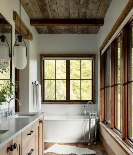 浴室裝修設計效果圖：浴室如此裝修？與自然無縫接觸！